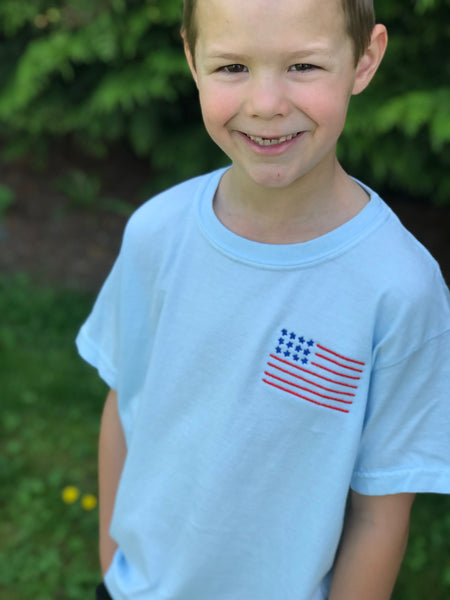 !!PREORDER!! Youth Embroidered Tee// Simple Flag