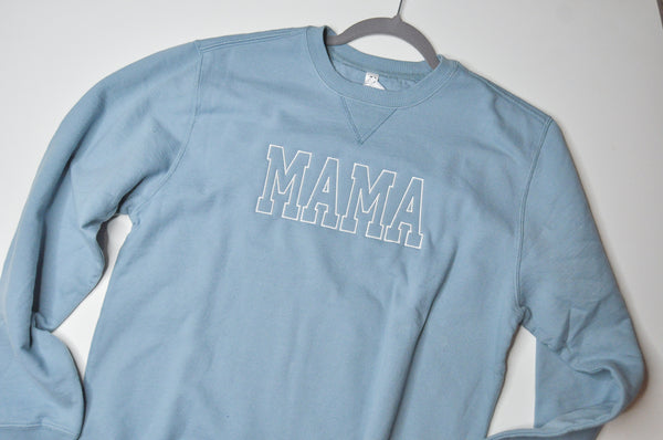Adult Sweatshirt // MAMA Blue with White Medium