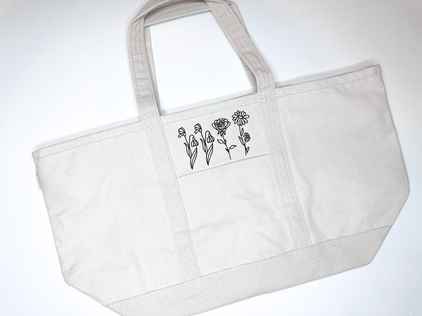 Custom Birth Flower Tote // 2 Sizes & 6 Color Options