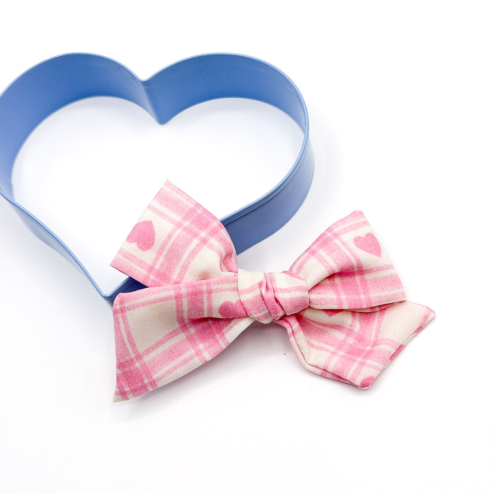 Mini Claire // Pink Heart Plaid