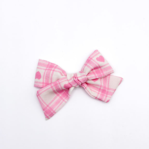 Mini Claire // Pink Heart Plaid