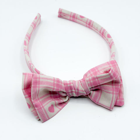 Felicity Headband // Pink Plaid Hearts