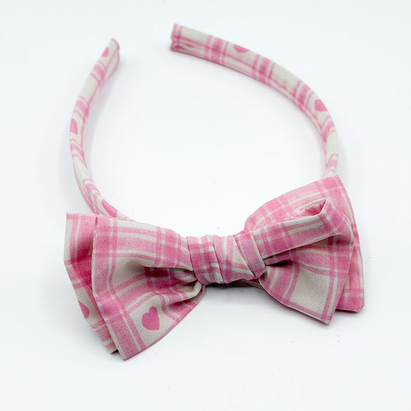 Felicity Headband // Pink Plaid Hearts