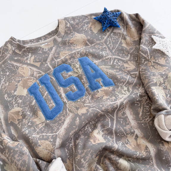 Crewneck // Camo USA in Denim