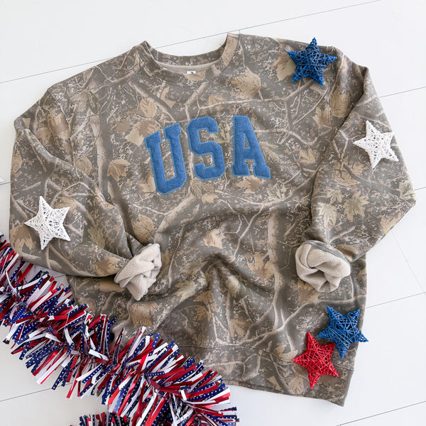 Crewneck // Camo USA in Denim
