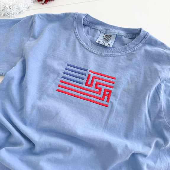Youth Embroidered Tee // Cool Dude Flag