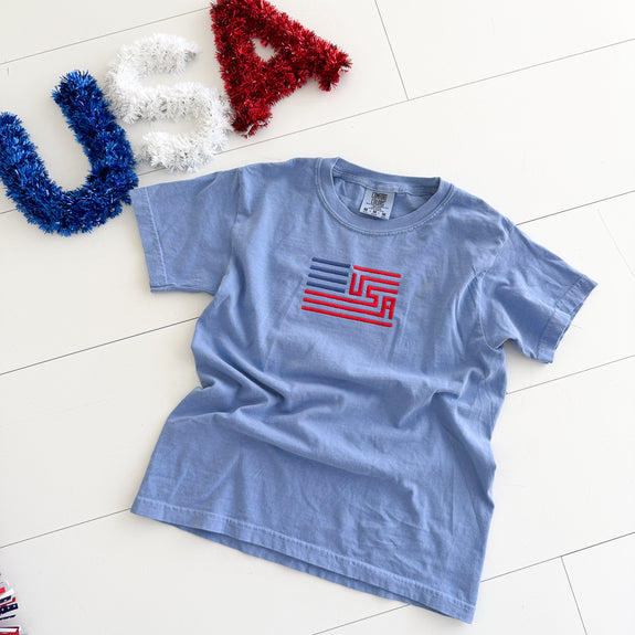 Youth Embroidered Tee // Cool Dude Flag