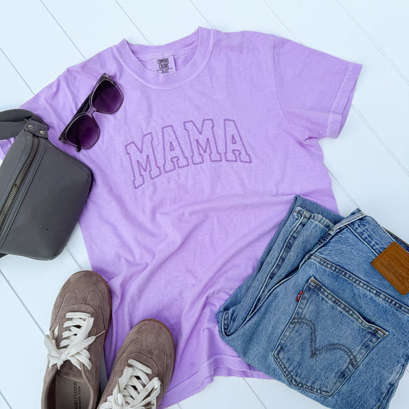Adult Embroidered Tee// Mama Stitched
