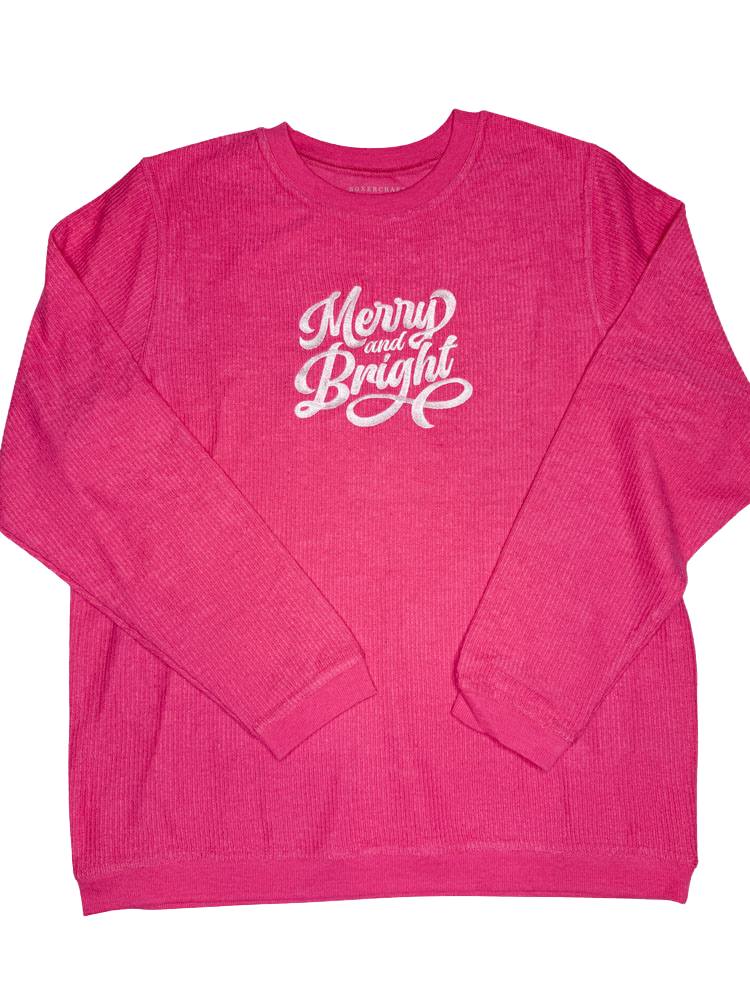 Merry & Bright Ribbed Crewneck