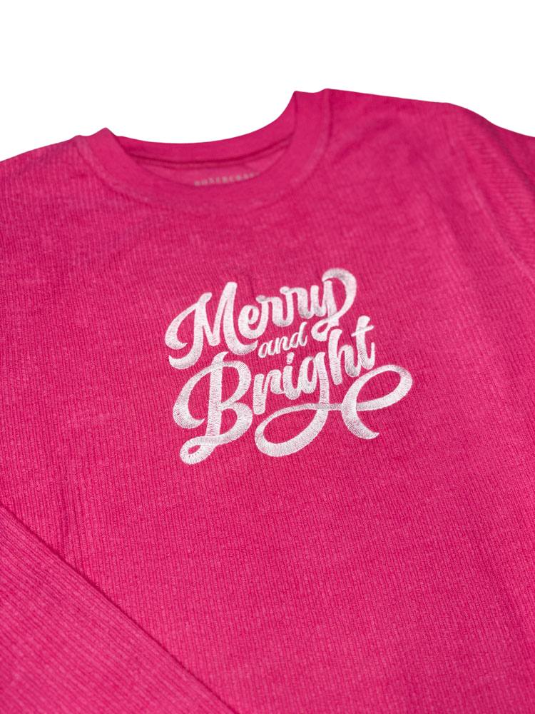 Merry & Bright Ribbed Crewneck