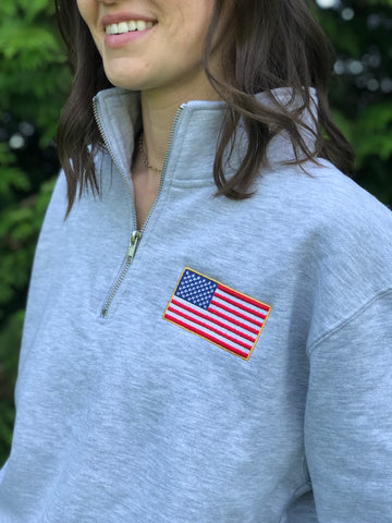 !!PREORDER!!  Adult Quarter Zip // Classic Flag