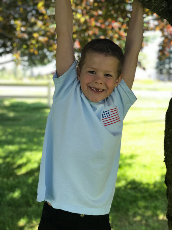 Youth Embroidered Tee// Simple Flag