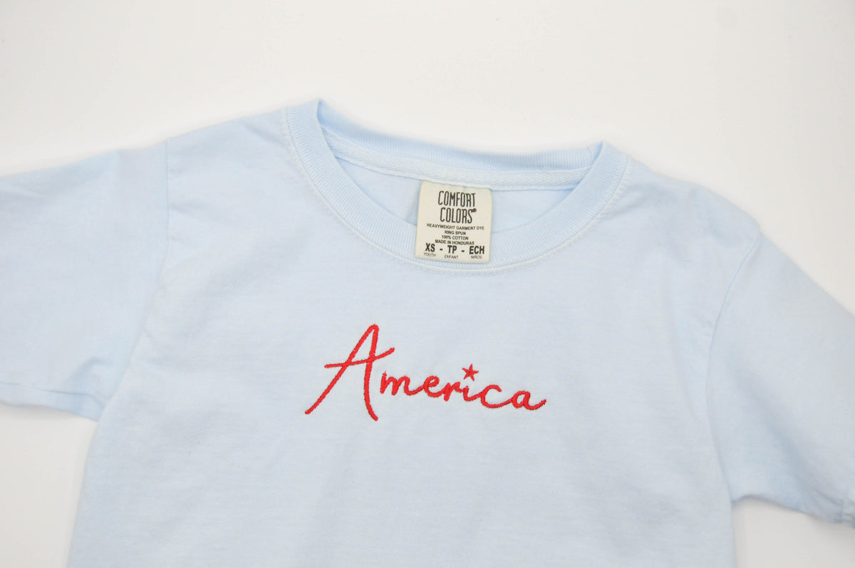 America on Light Blue Youth Tee