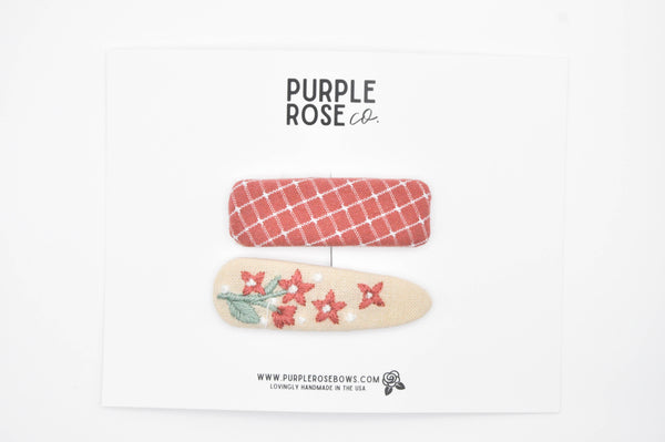 Snap Clips / Pink Plaid
