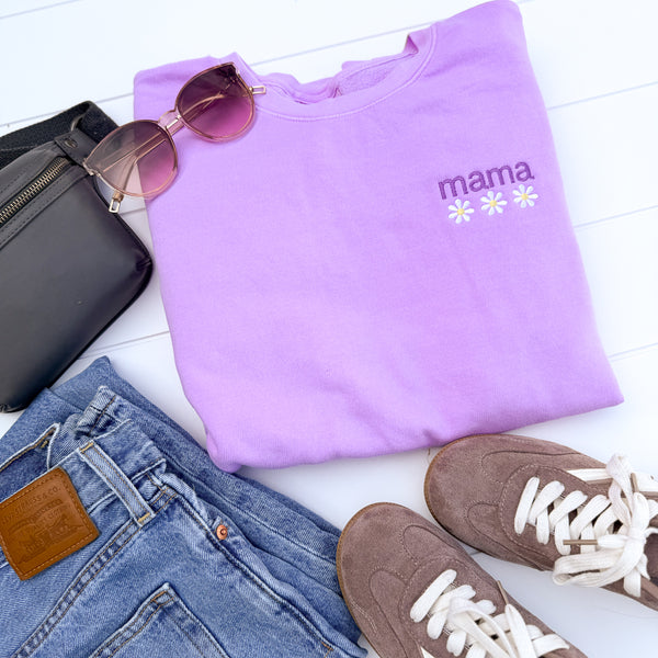Crewneck // Purple Daisy Mama