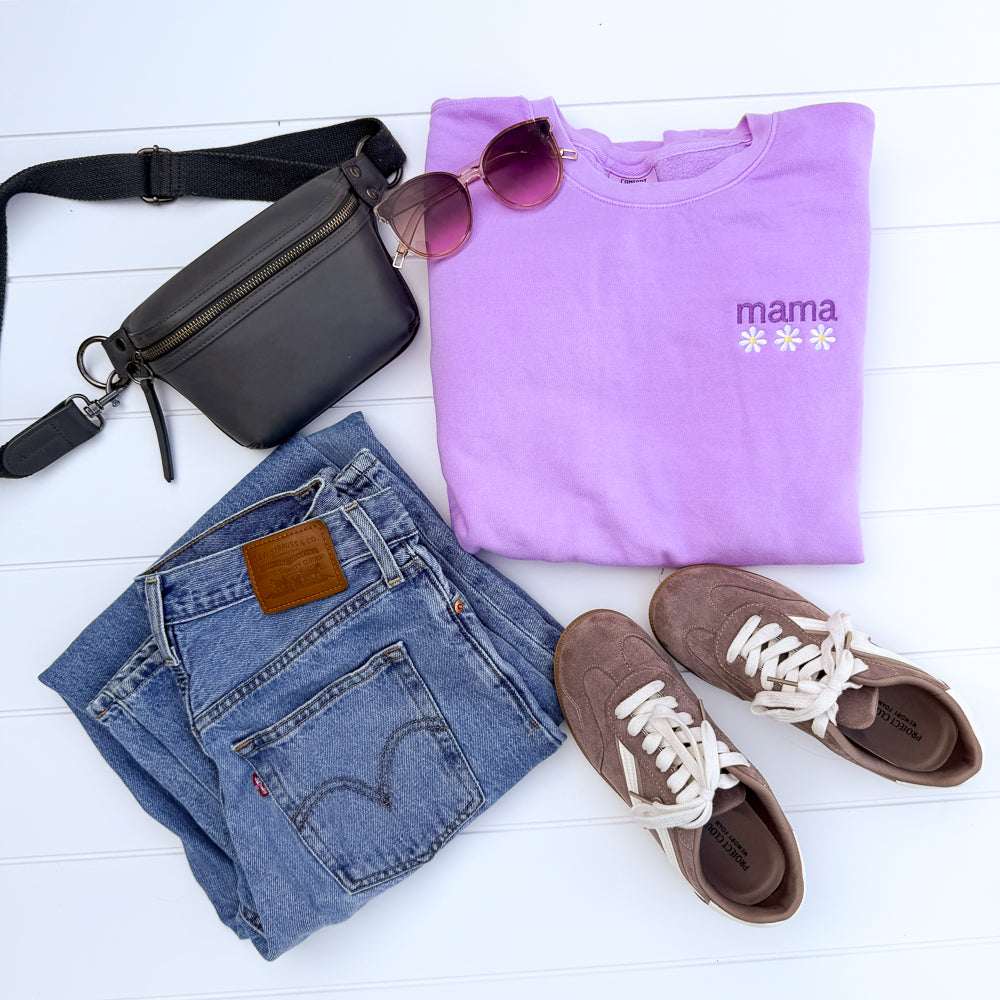 Purple Daisy Mama Crewneck
