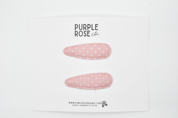 Snap Clip Set // Pink Polka Dot