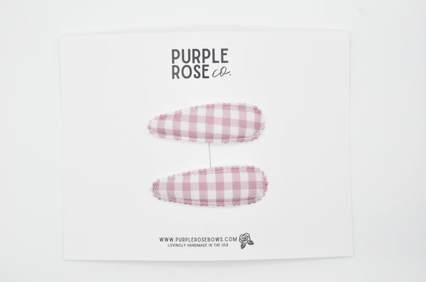 Snap Clip Set // Mauve Gingham