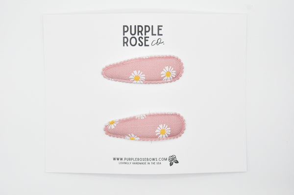 Snap Clip Set // Pink Daisy
