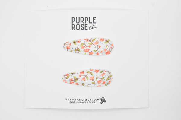 Snap Clip Set // Orange Floral