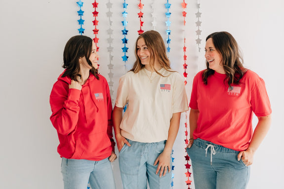 Adult Embroidered Tee// 1776 Flag