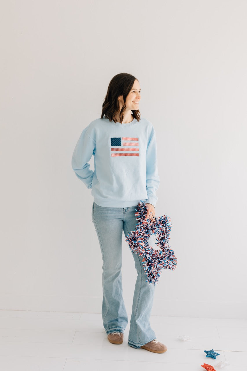 Quilted Flag 100% Cotton Crewneck