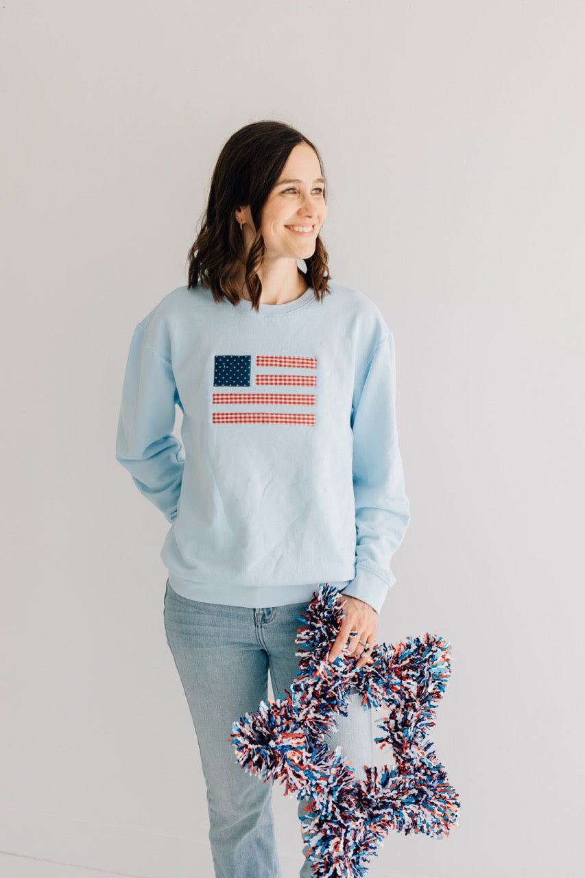 Quilted Flag 100% Cotton Crewneck