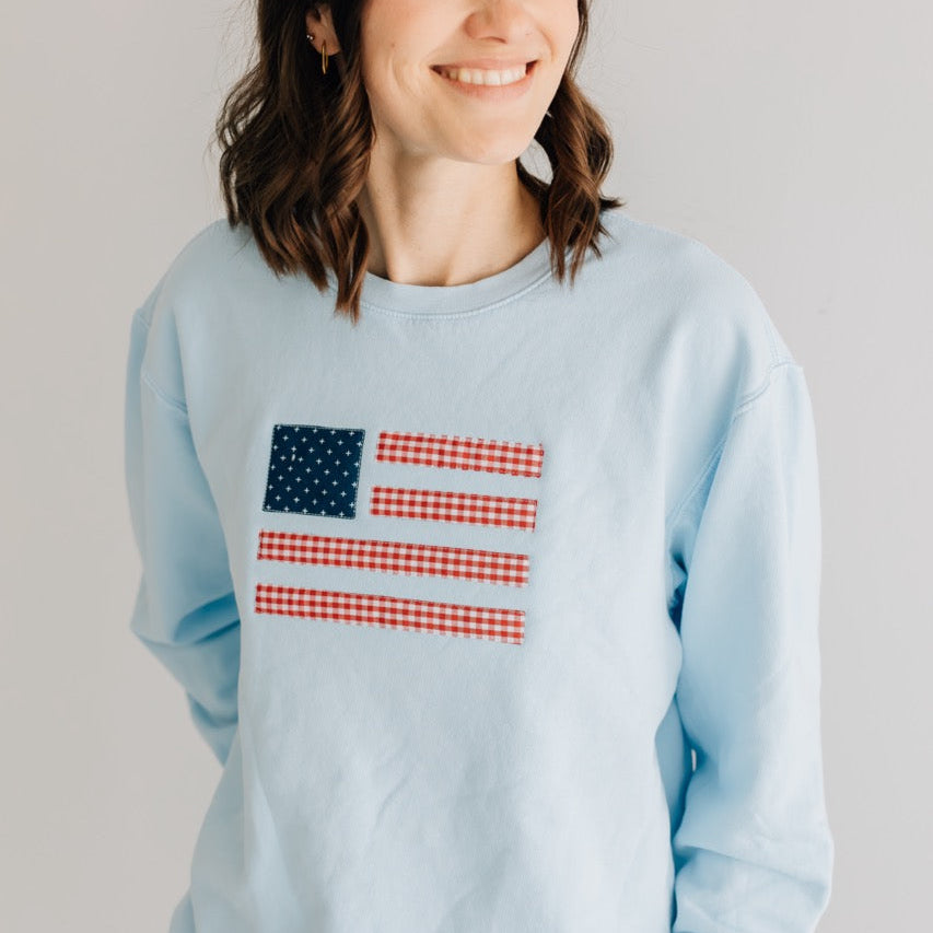 Quilted Flag 100% Cotton Crewneck