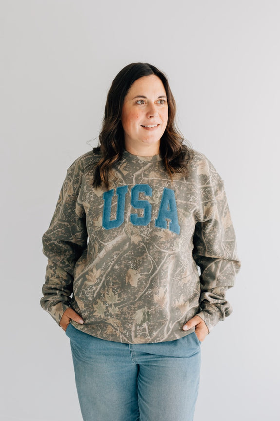 Crewneck // Camo USA in Denim