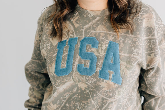 Crewneck // Camo USA in Denim