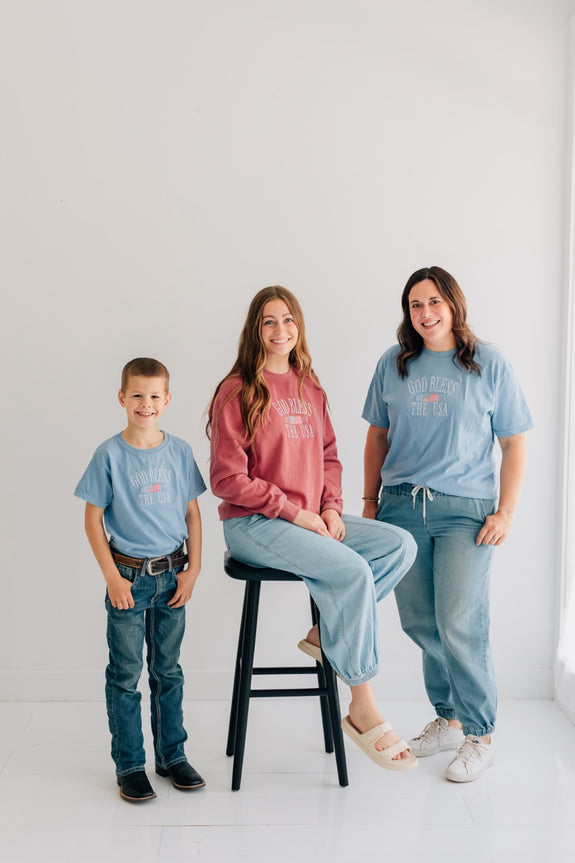 Youth Embroidered Tee // God Bless the USA