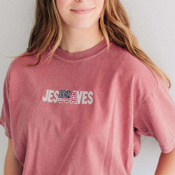 Adult Embroidered Tee// JesUSAves