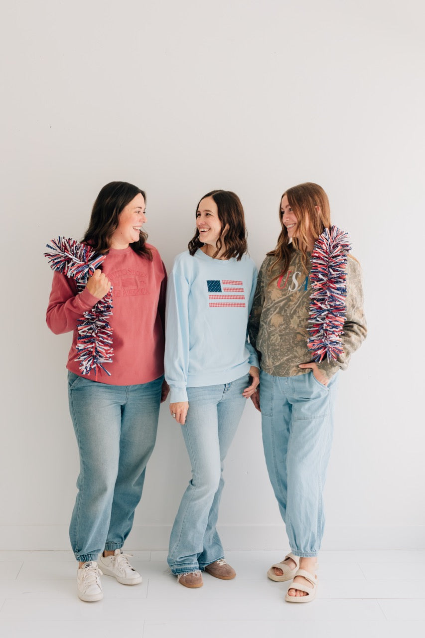 Quilted Flag 100% Cotton Crewneck