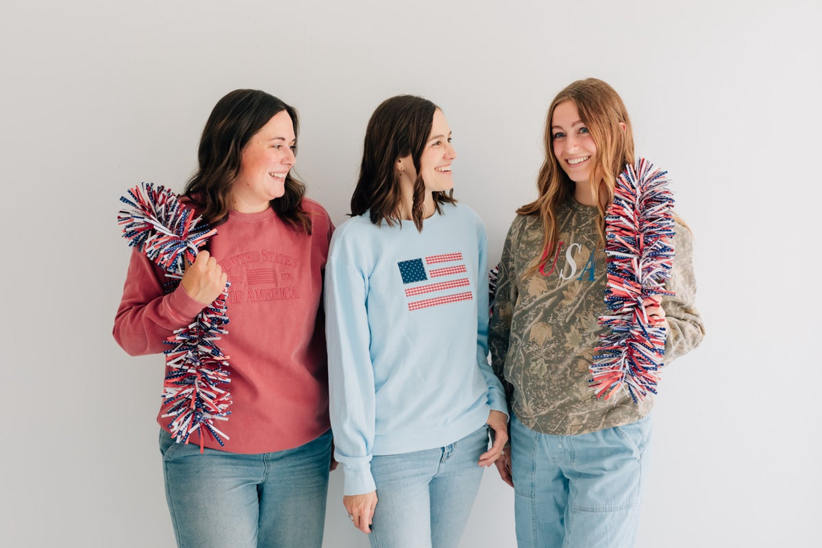 Quilted Flag 100% Cotton Crewneck