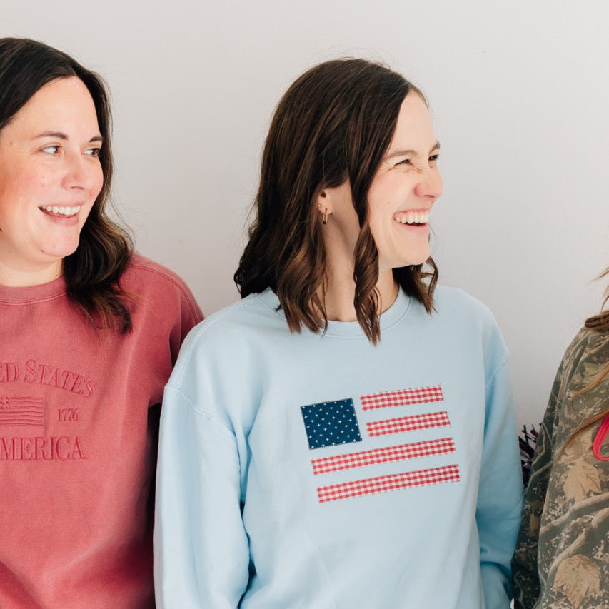 Quilted Flag 100% Cotton Crewneck