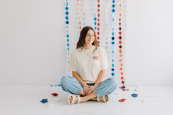Adult Embroidered Tee// 1776 Flag