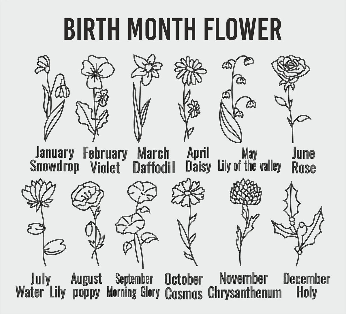Custom Birth Flower Tote // 2 Sizes & 6 Color Options